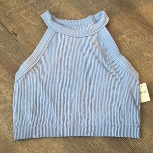 Aerie Light Blue Ribbed Crop Top